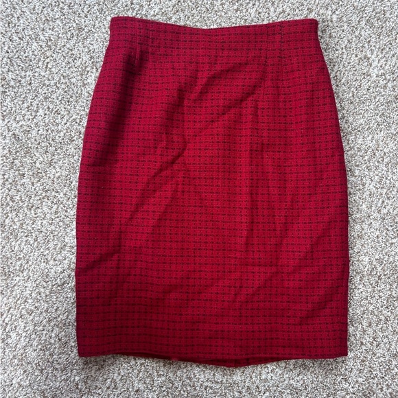 Vintage Rena Rowan Elegant Red Pencil Tweed Skirt Office Formal Retro - Picture 1 of 6